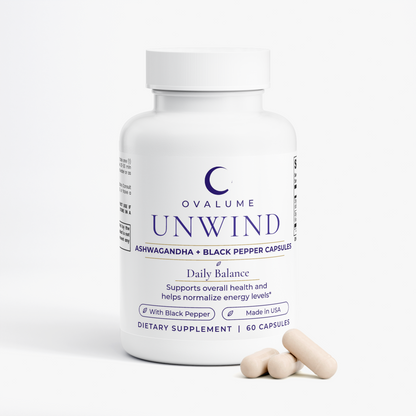 OVALUME UNWIND – Ashwagandha + Black Pepper Capsules