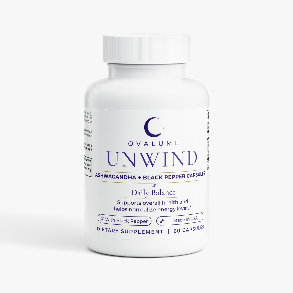 OVALUME UNWIND – Ashwagandha + Black Pepper Capsules