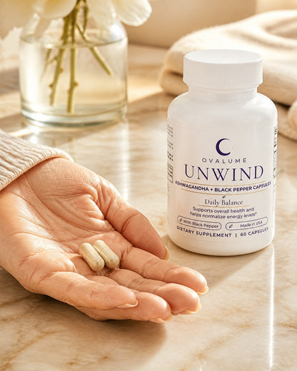 OVALUME UNWIND – Ashwagandha + Black Pepper Capsules