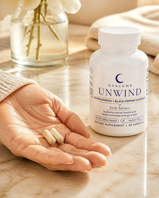 OVALUME UNWIND – Ashwagandha + Black Pepper Capsules