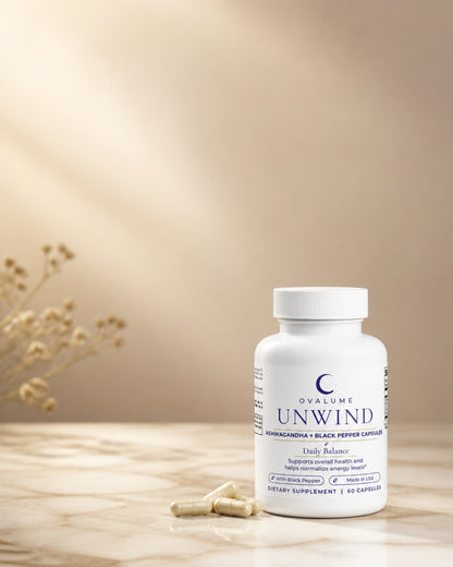 OVALUME UNWIND – Ashwagandha + Black Pepper Capsules